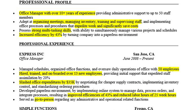 Highlighted Resume