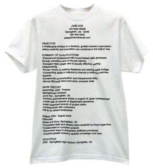 resume shirt