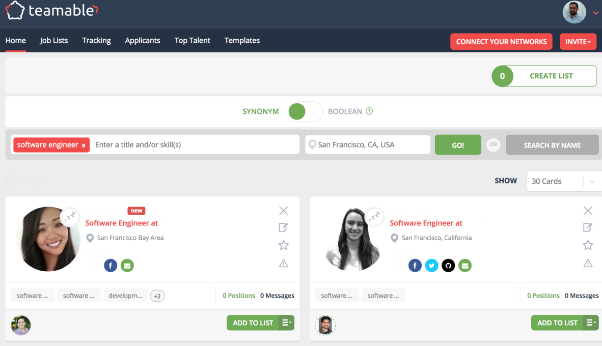 Teamable Dashboard