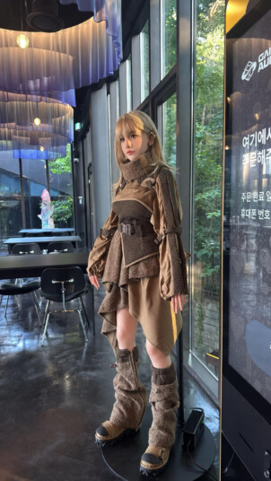 Lifelike humanoid model U1 from Chinese company Ubtech stands in Galaxy Robot Park in Seoul in September. Courtesy of Ubtech