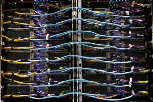 Wires are seen in a Trainium2 UltraServer at an Amazon Web Services QA lab in Austin, Texas, on February 3, 2026.